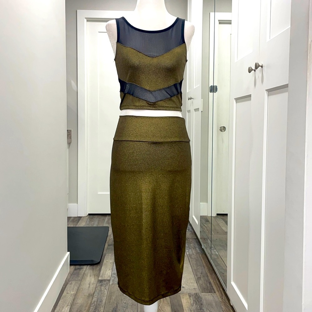 Crop top and midi pencil skirt
